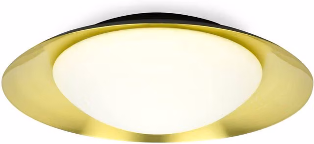 Faro Modern Round LED Indoor Flush Wall Light in Black and Gold/Brass