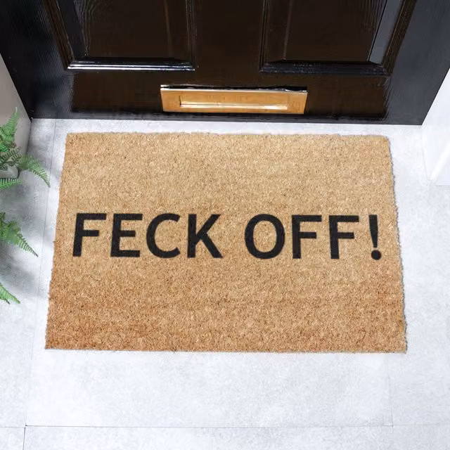 Artsy Feck Off Non-Slip Coir Doormat, Black