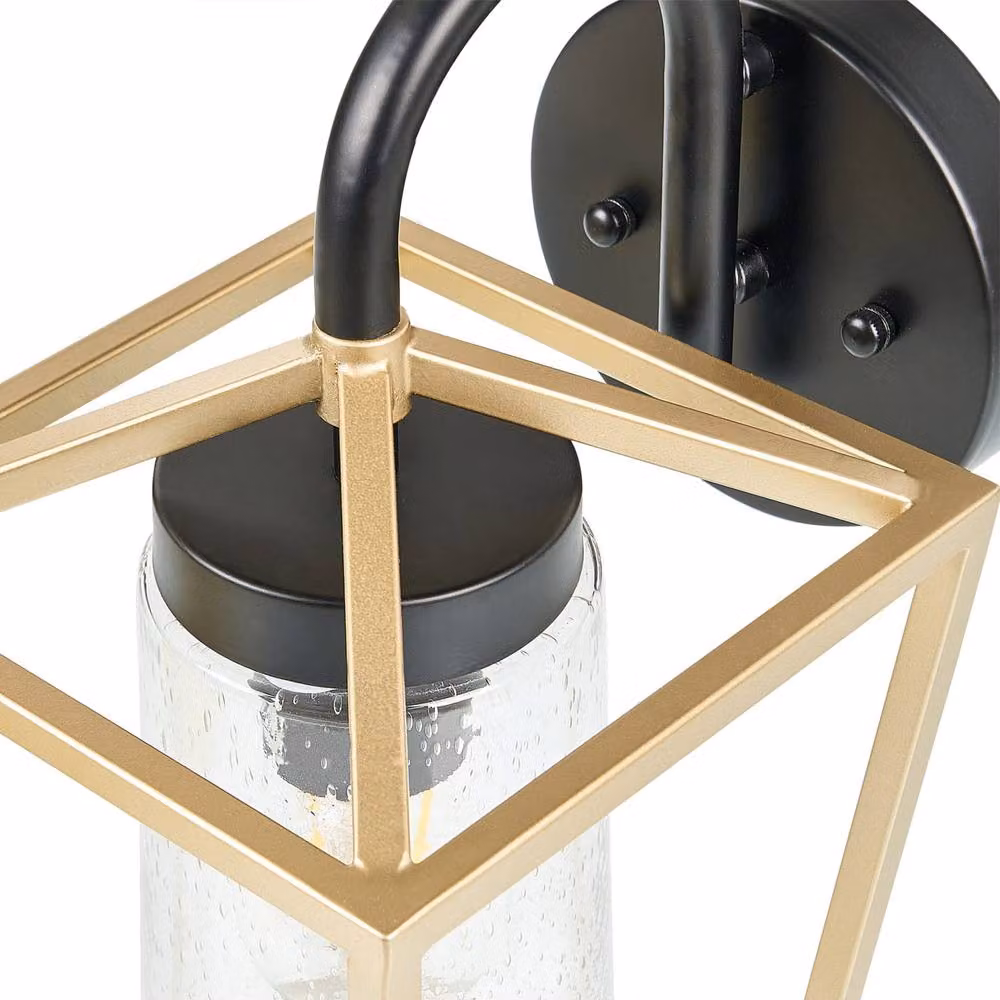 Wyld and Coco Modern Gold/Brass Outdoor Wall Light with Glass Lantern Sconce – 3
