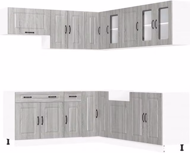Berkfield Home Kalmar 11 Piece Modern Kitchen Cabinet Set in Grey Sonoma Matt Engineered Wood