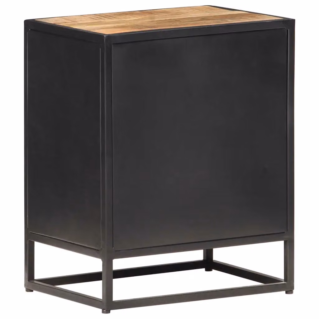 Berkfield Home Bedside Cabinet in Brown Rough Mango Wood and Natural Cane, W/D/H: 40 x 30 x 50 cm – 5