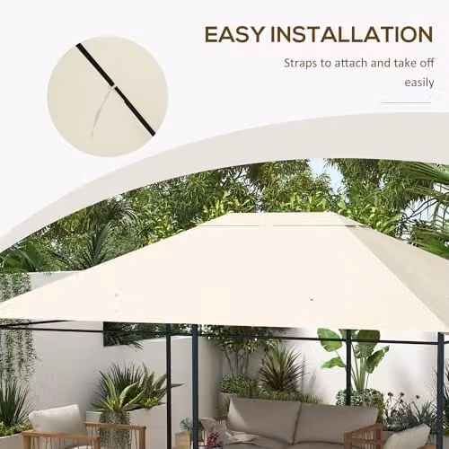 Outsunny Replacement Gazebo Canopy Top Cover, White Polyester, UPF 30 – 5