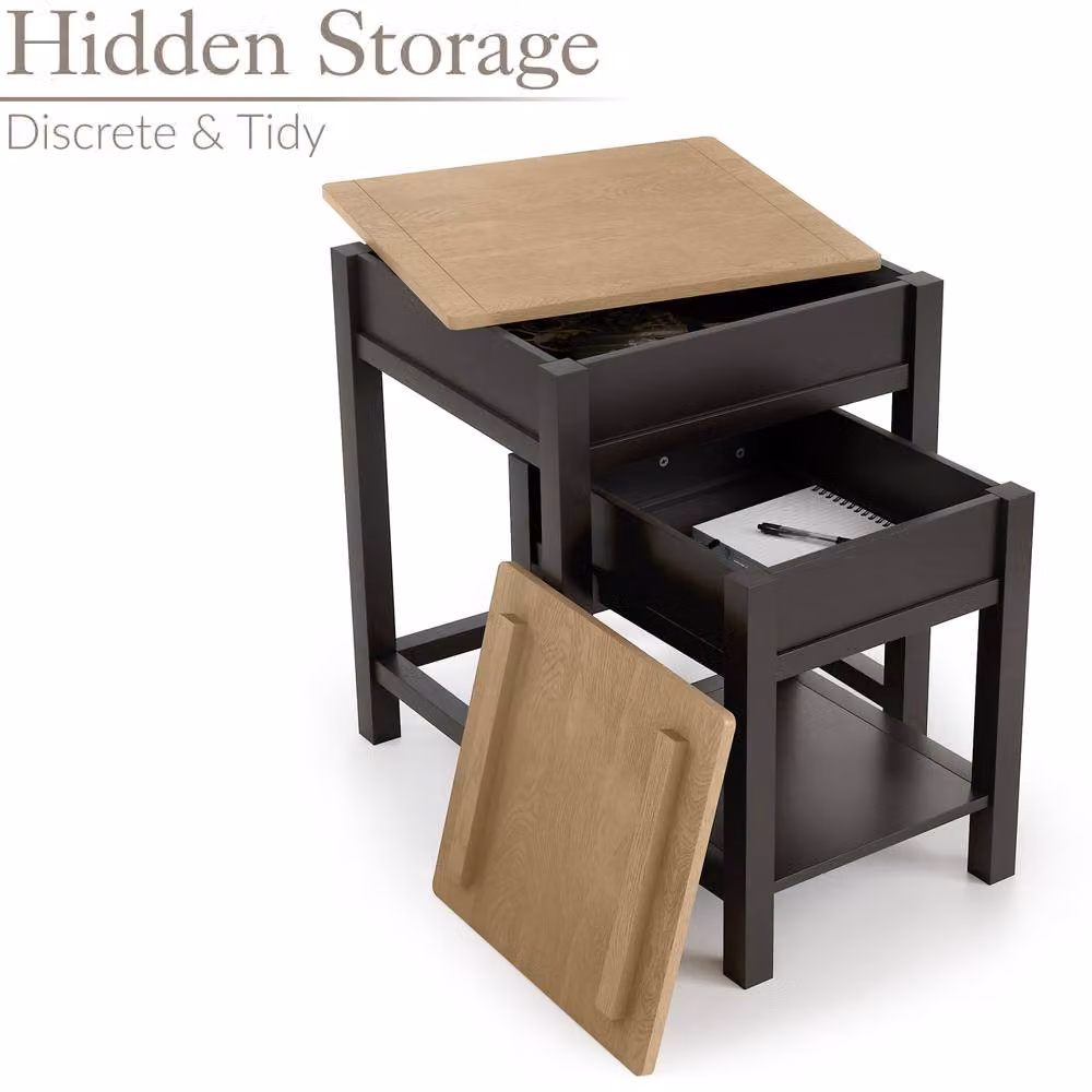 Christow Set of 2 Nest of Tables in Anthracite with Oak Effect Tops – 2