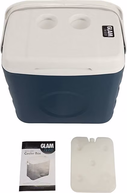 GlamHaus 26L Portable Picnic Cooler Box with Ice Pack in Blue