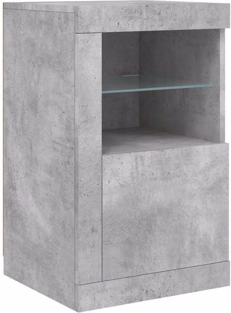 Berkfield Home Modern Side Cabinet in Grey with Integrated LED Lighting and Glass Doors