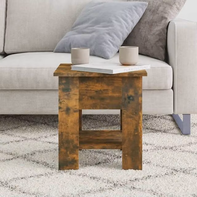 Berkfield Home Modern Square Coffee Table in Smoked Oak Brown, W/D/H: 40 x 40 x 42 cm – 1