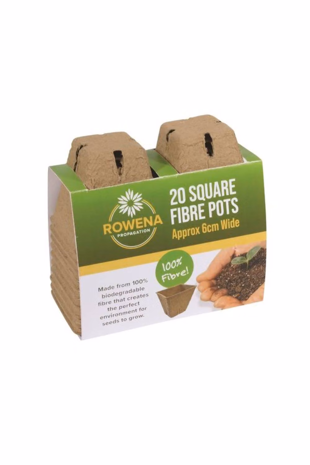 KDMD 120 Pack of Square Fibre Planter Pots in Light Brown, 6 cm – 2