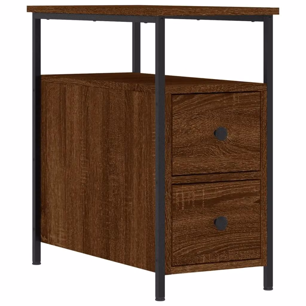 Berkfield Home Set of 2 Brown Oak Bedside Cabinets, W/D/H: 30 x 60 x 60 cm – 4
