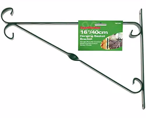 Shop4allsorts Set of 2 Green Metal Hanging Basket Brackets for 40cm Flower Baskets – 2