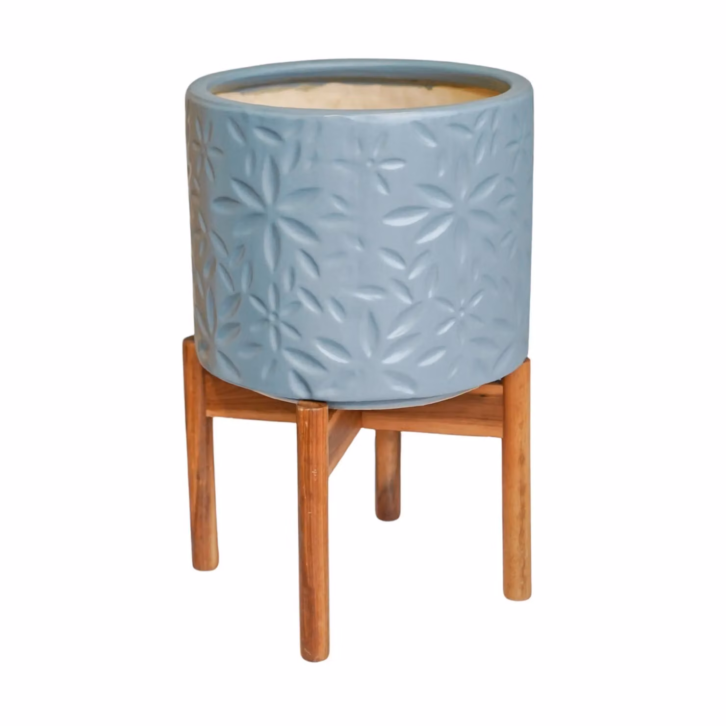 Ivyline Aspen Ceramic Flower Planter in Dusty Blue, H34 x D22 cm – 2