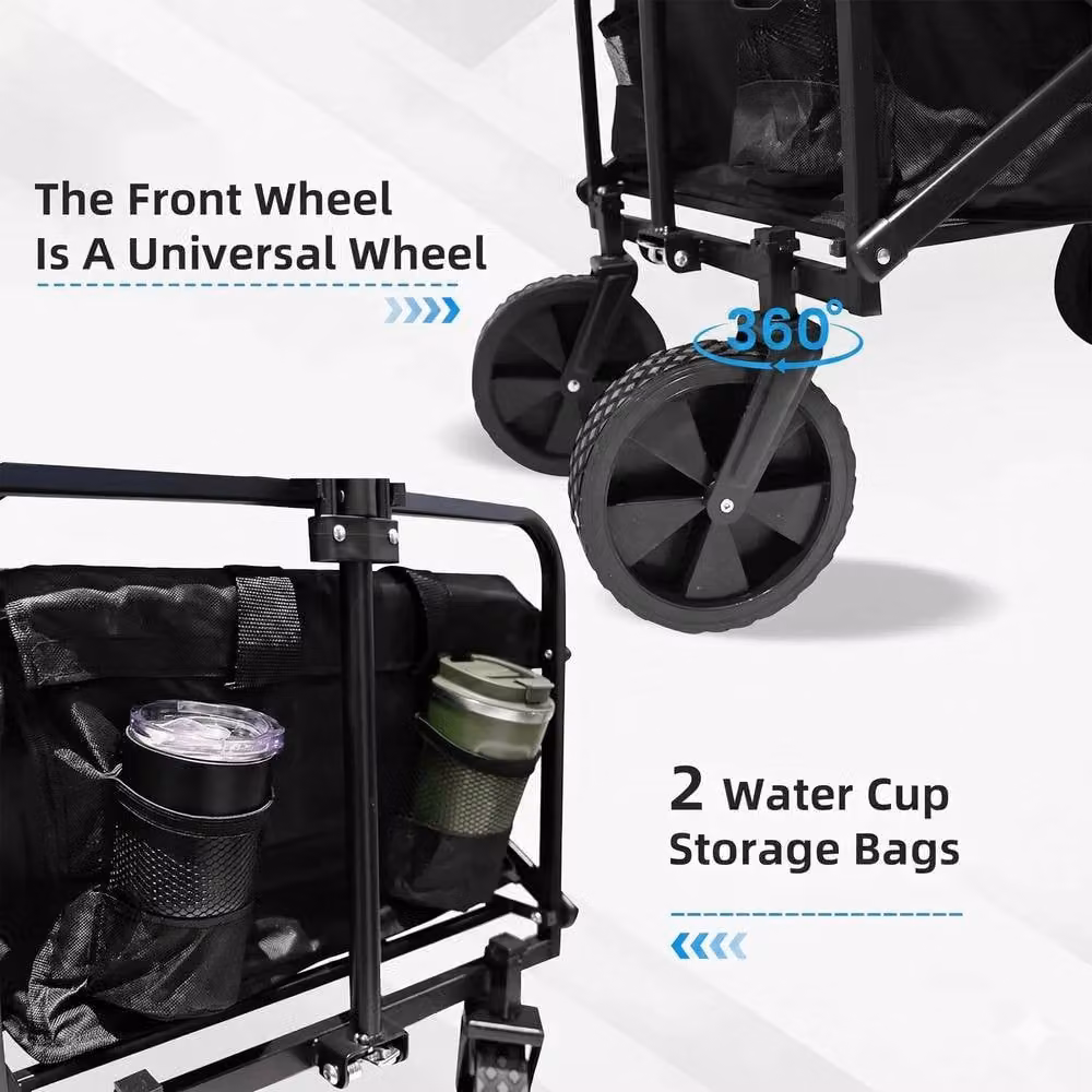 Dragodirect Foldable Wagon Cart with Adjustable Handle in Black – 8