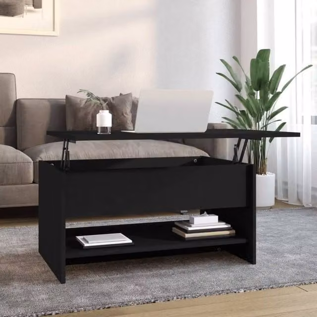 Berkfield Home Modern Black Coffee Table with Lift Mechanism, W/D/H: 80 x 50 x 40 cm – 1