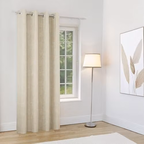 Enhanced Living Knightsbridge Single Door Blackout Curtain in Cream Chenille