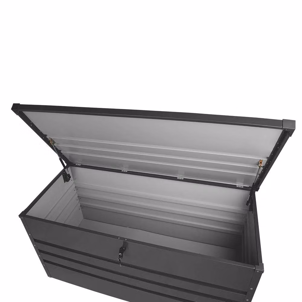Wyld and Coco 400L Lockable Outdoor Storage Box in Grey Galvanised Steel – 4