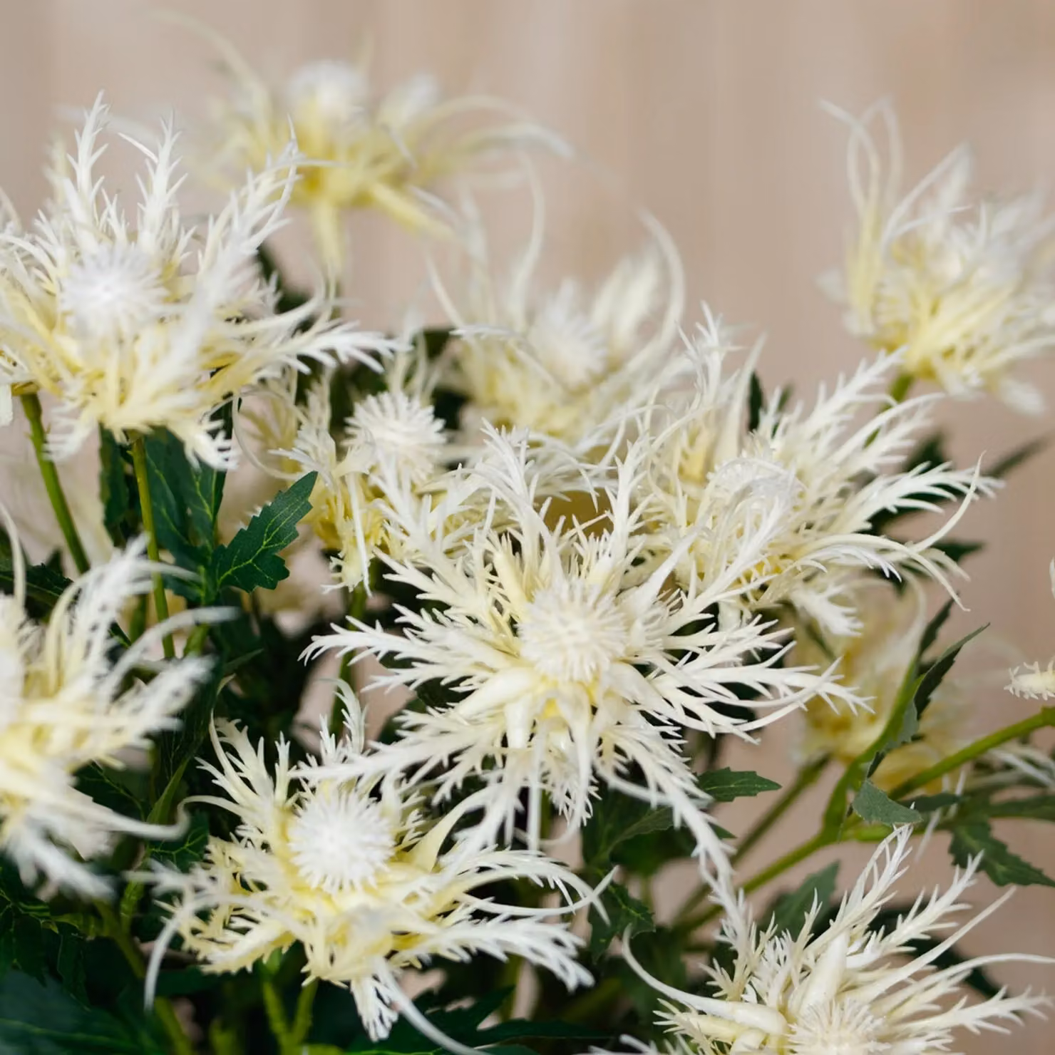 Hill Interiors Sea Holly Artificial Flower Spray in Beige and White – 2