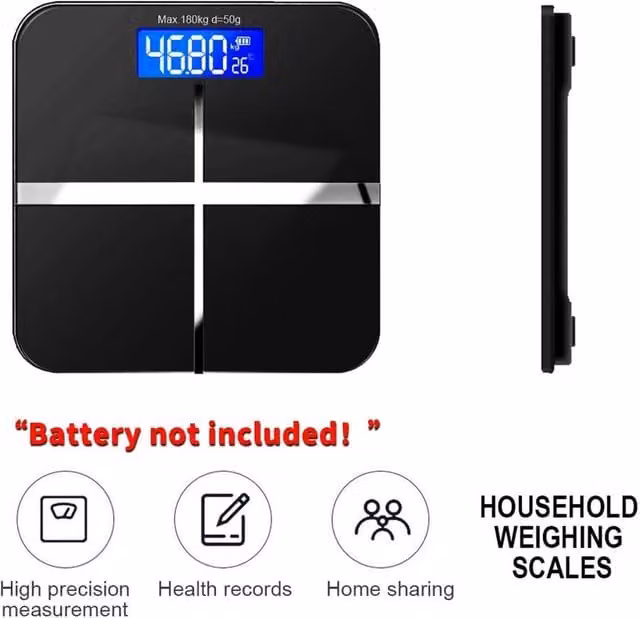 NESTLUNE Accurate Digital Electronic Bathroom Body Weight Scale, Black – 1