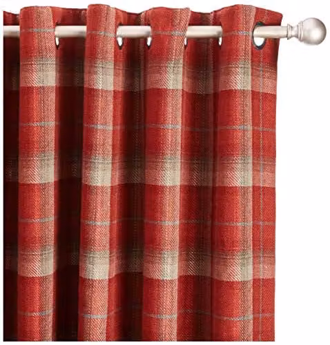 Sundour Carnoustie Checked Eyelet Blackout Curtains in Red, W: 228.6 cm, H: 137.16 cm – 3