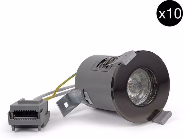 SE Home 10 Pack Black Nickel GU10 Fire Rated IP65 Recessed Downlights – 1