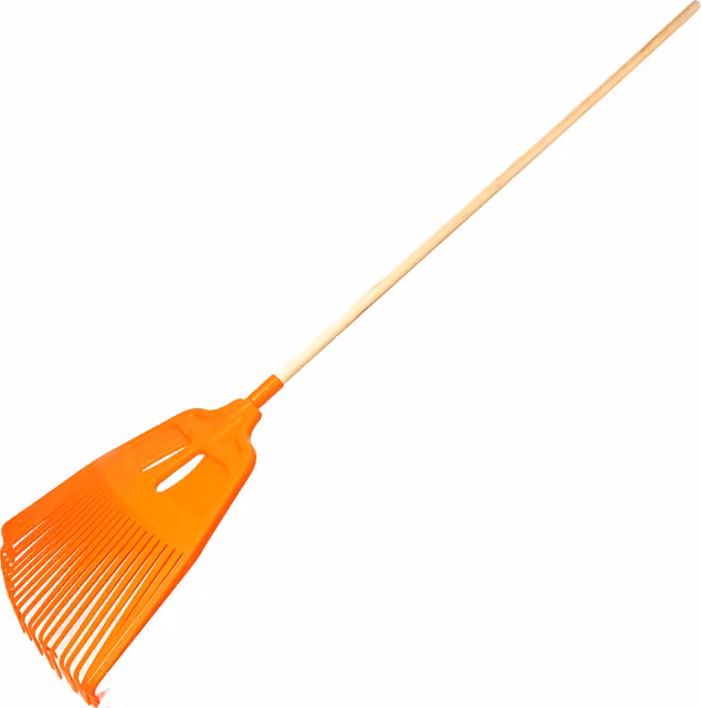 SolaDirect Heavy-Duty Garden Rake with 19 Plastic Tines and Wood Handle, Orange, W: 44 cm, H: 57 cm