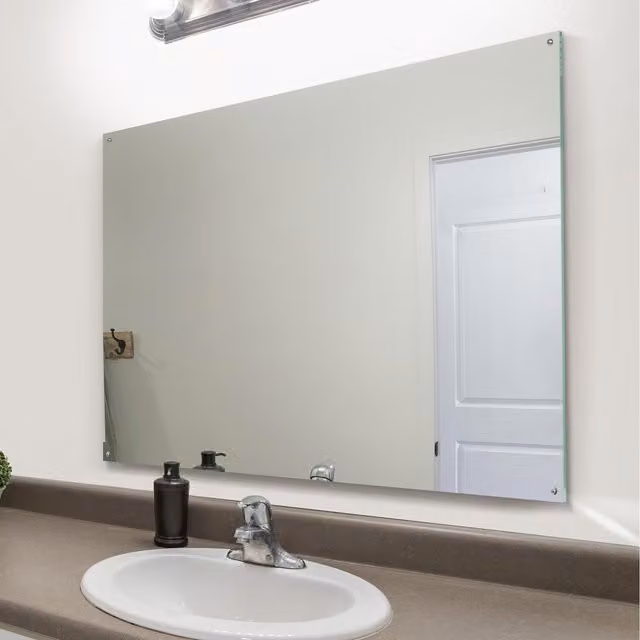 MirrorOutlet Clear Rectangular Sheet Mirror Glass with Polished Edges and 4 Holes