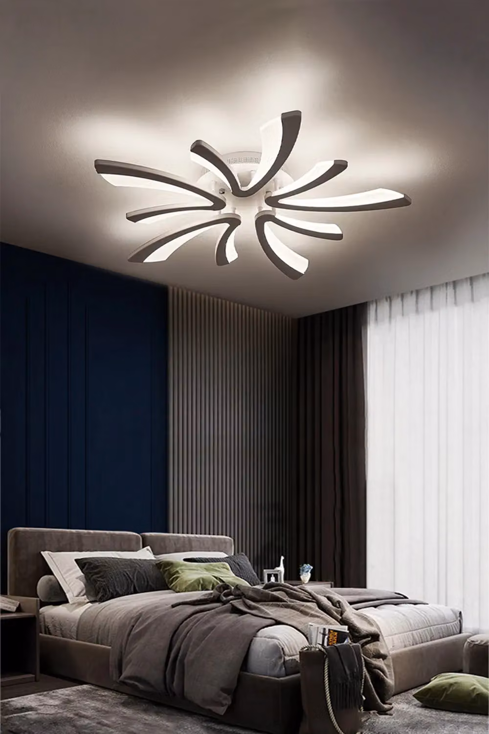 Livingandhome Modern Artistic Flower-Shaped White LED Flush Mount Ceiling Light – 3