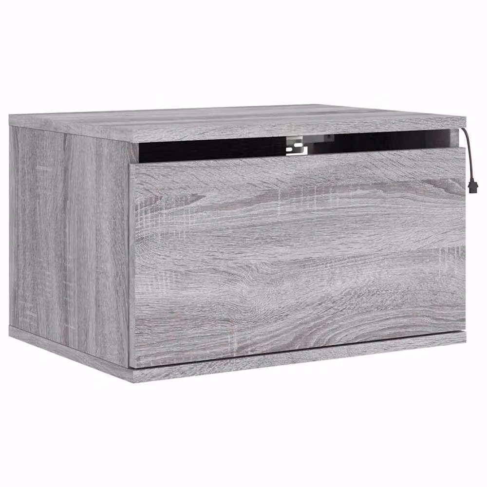 Berkfield Home Wall-mounted Bedside Cabinet with Integrated LED Lights in Grey Sonoma – 2