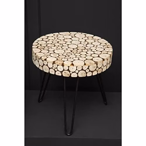 Premier Housewares Mid-Century Round Wood Side Table, Black, W/D/H: 36 x 36 x 35 cm – 2