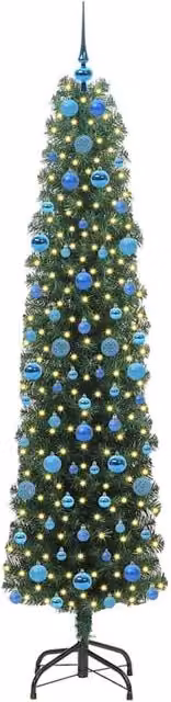 Berkfield Home Artificial Green Christmas Tree with 300 Warm White LEDs and Stand