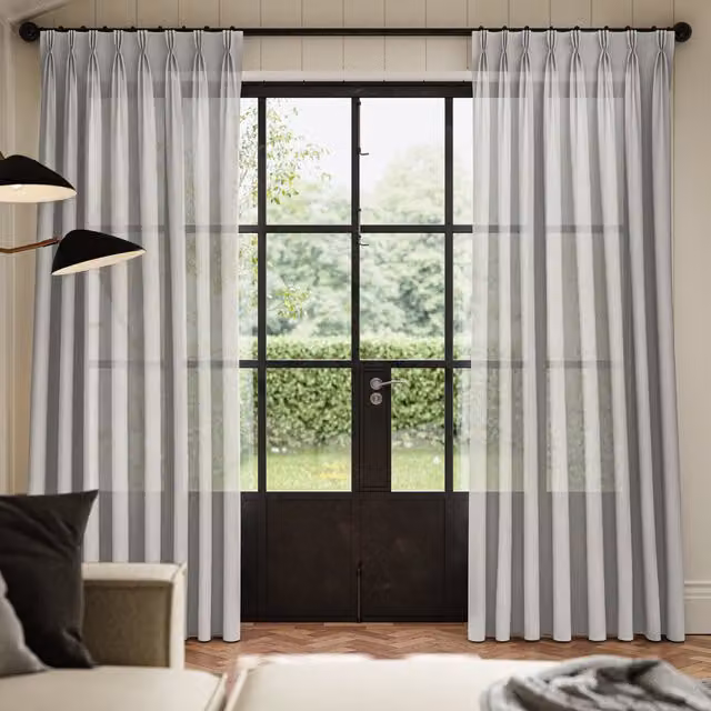 ANTE DECOR Karrika No Joins Sheer Made To Measure Curtains in Dove Grey