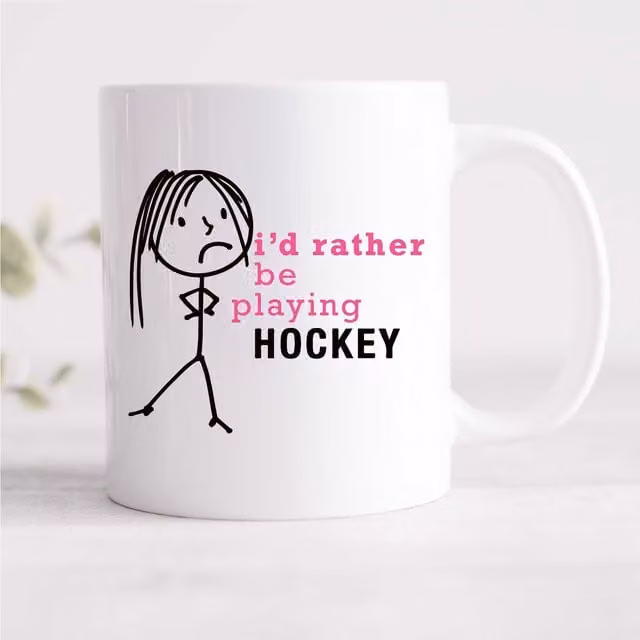 60 Second Makeover Women's I'd Rather Be Playing Hockey Ceramic Mug, White, 11oz – 1