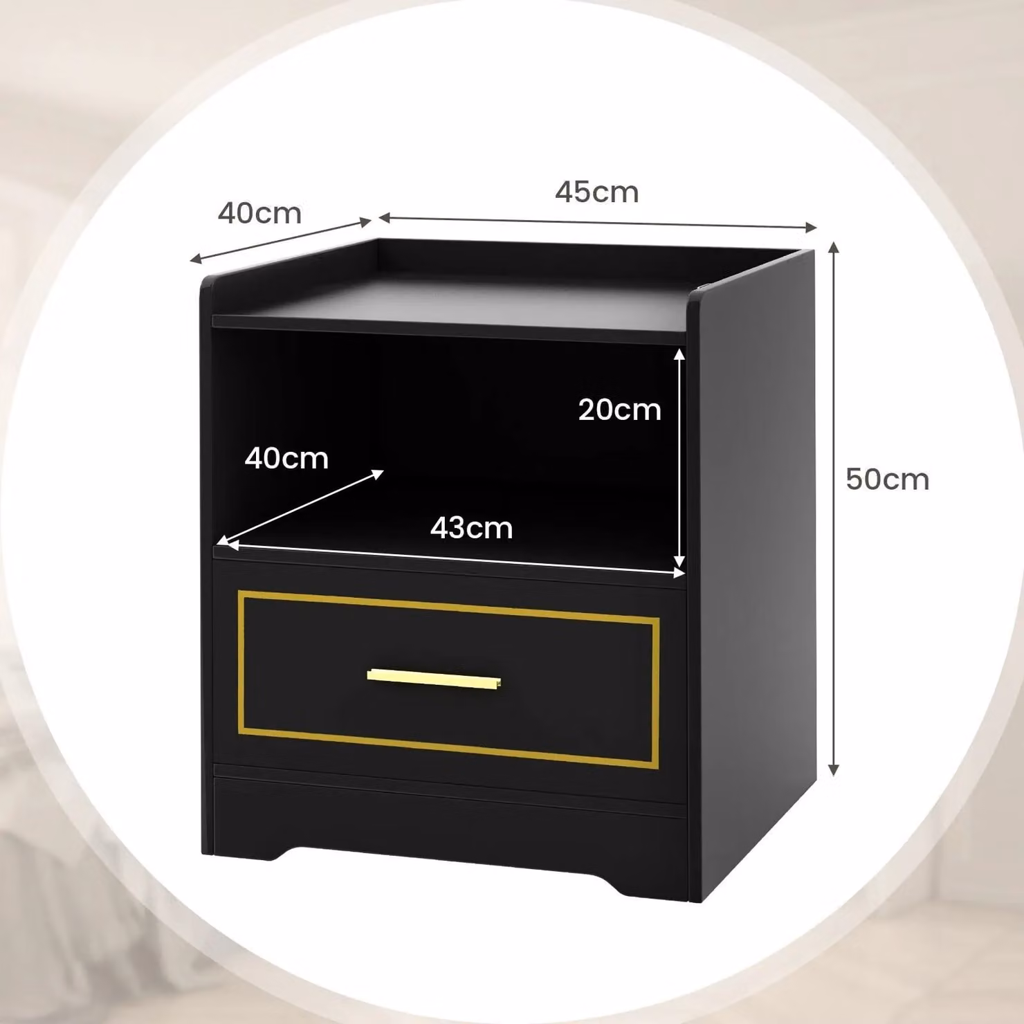 Gymax Smart LED Nightstand with Integrated Lighting and Drawer, Black – 2