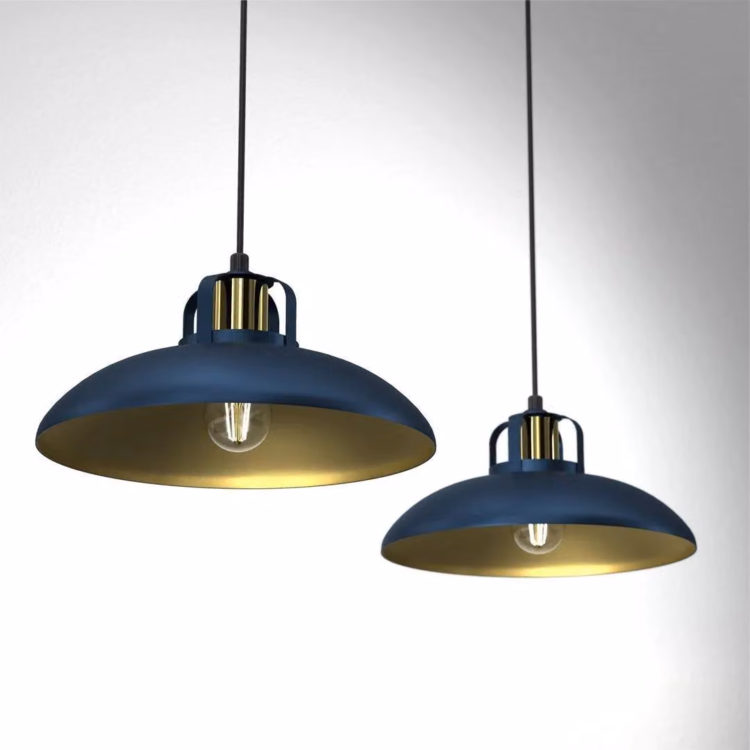 Milagro Felix Double Pendant Lamp in Blue and Gold/Brass – 3