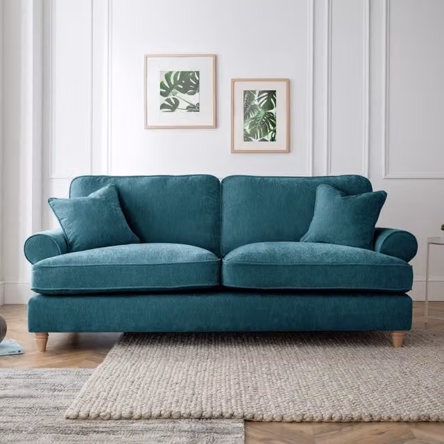 The Great Sofa Company Ezra 3 Seater Textured Velvet Sofa in Green