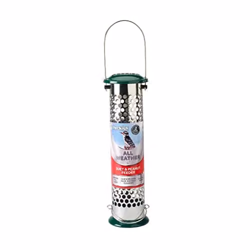 Peckish All Weather Suet and Peanut Metal Bird Feeder in Silver