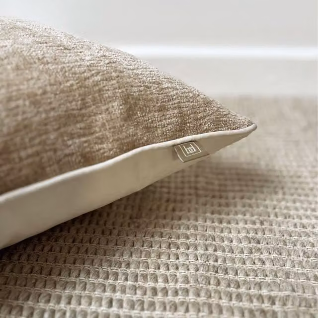 Belgravia Decor Large Plain Chenille Cushion in Beige