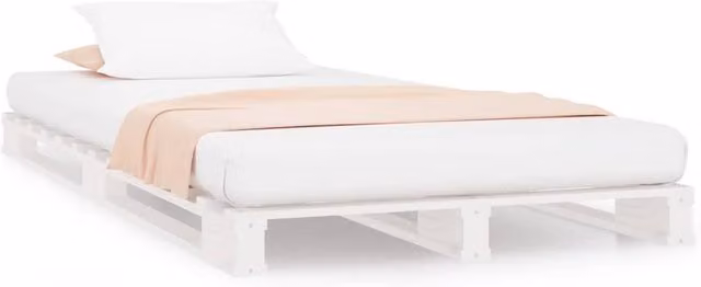 Berkfield Home Pallet Bed in White Solid Pine Wood, W/D/H: 100 x 200 cm