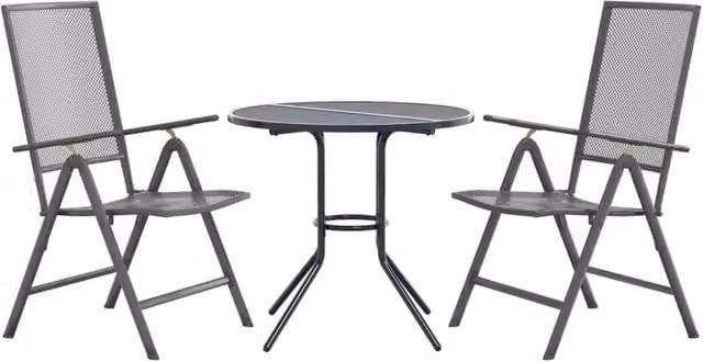 Berkfield Home 3-Piece Reclining Garden Chair Set in Anthracite Grey with Powder-coated Steel Frame