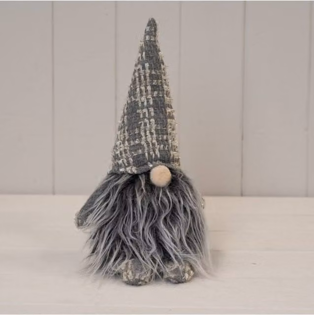 KDMD Grey Fabric Christmas Gonk with Gold Striped Hat