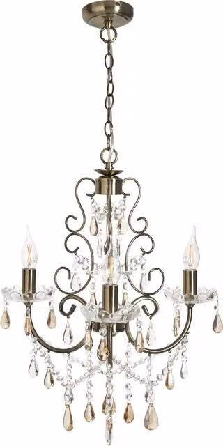 Litecraft Madonna 3 Light Dual Mount Chandelier in Gold/Brass with Crystal Details