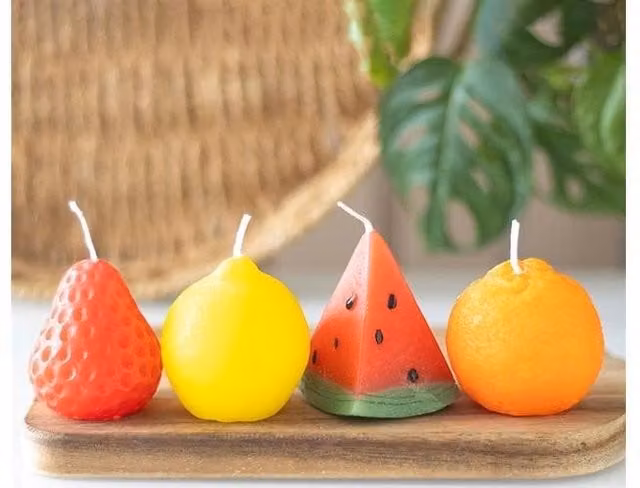 KDMD Set of 4 Fruit Shaped Multicolour Candles