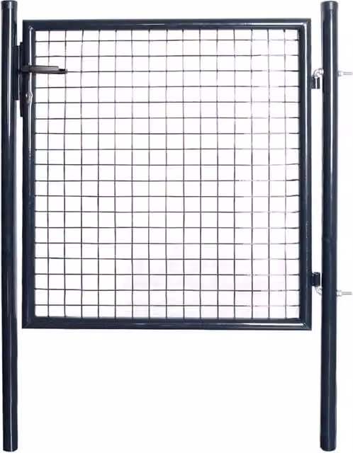 Berkfield Home Grey Galvanised Steel Mesh Swing Garden Gate, W: 85.5 cm, H: 100 cm – 1