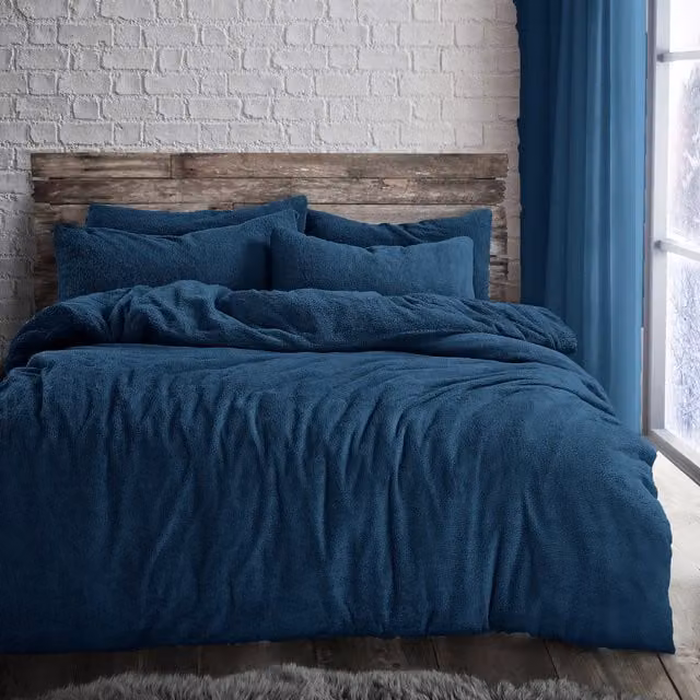 VELOSSO Blue Thermal Fleece Duvet Set and Pillowcase, W: 140 cm, L: 200 cm