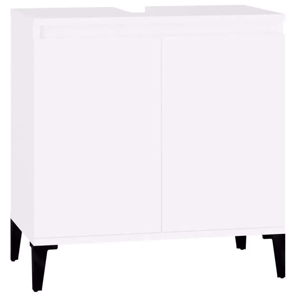 Berkfield Home White Freestanding Bathroom Sink Cabinet with Hinged Doors, W/D/H: 58 x 33 x 60 cm – 2