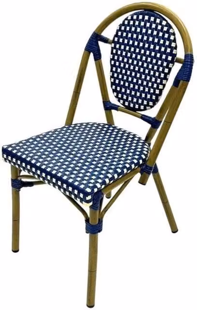 NESTLUNE Blue Rattan Bistro Chair for Outdoor and Indoor Use, H 100 cm x W 15 cm x D 15 cm