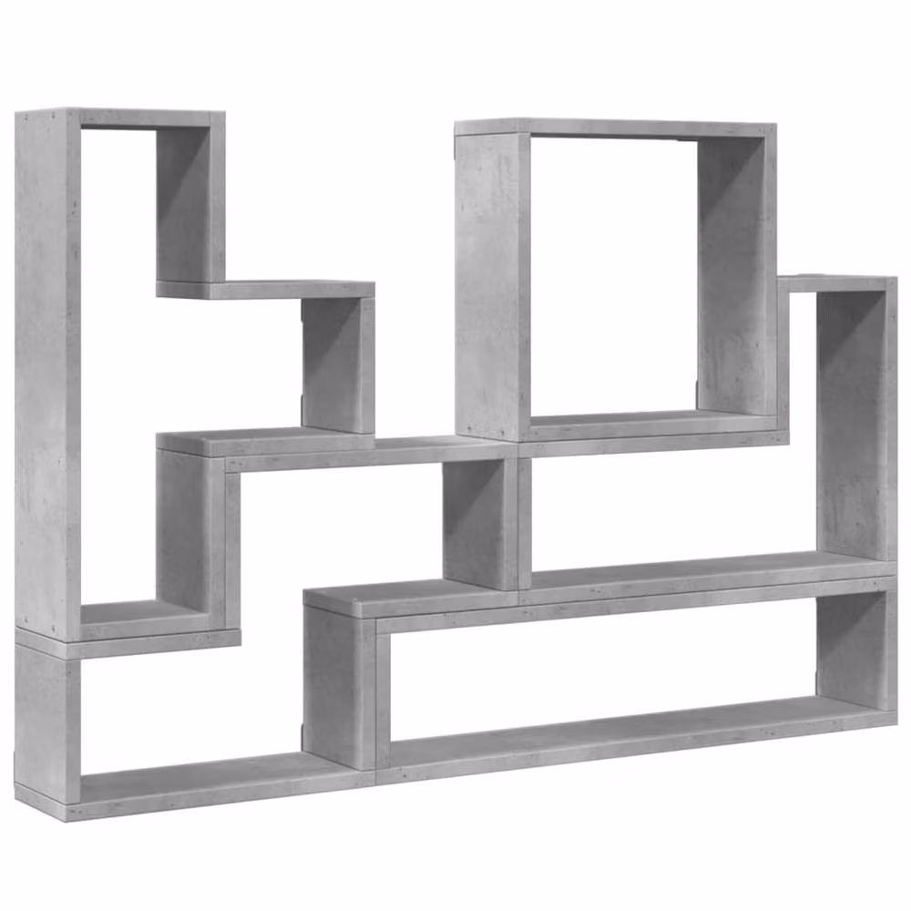 Berkfield Home Wall Mounted Modern Shelf in Concrete Grey, W/D/H: 96 x 12 x 64 cm – 2