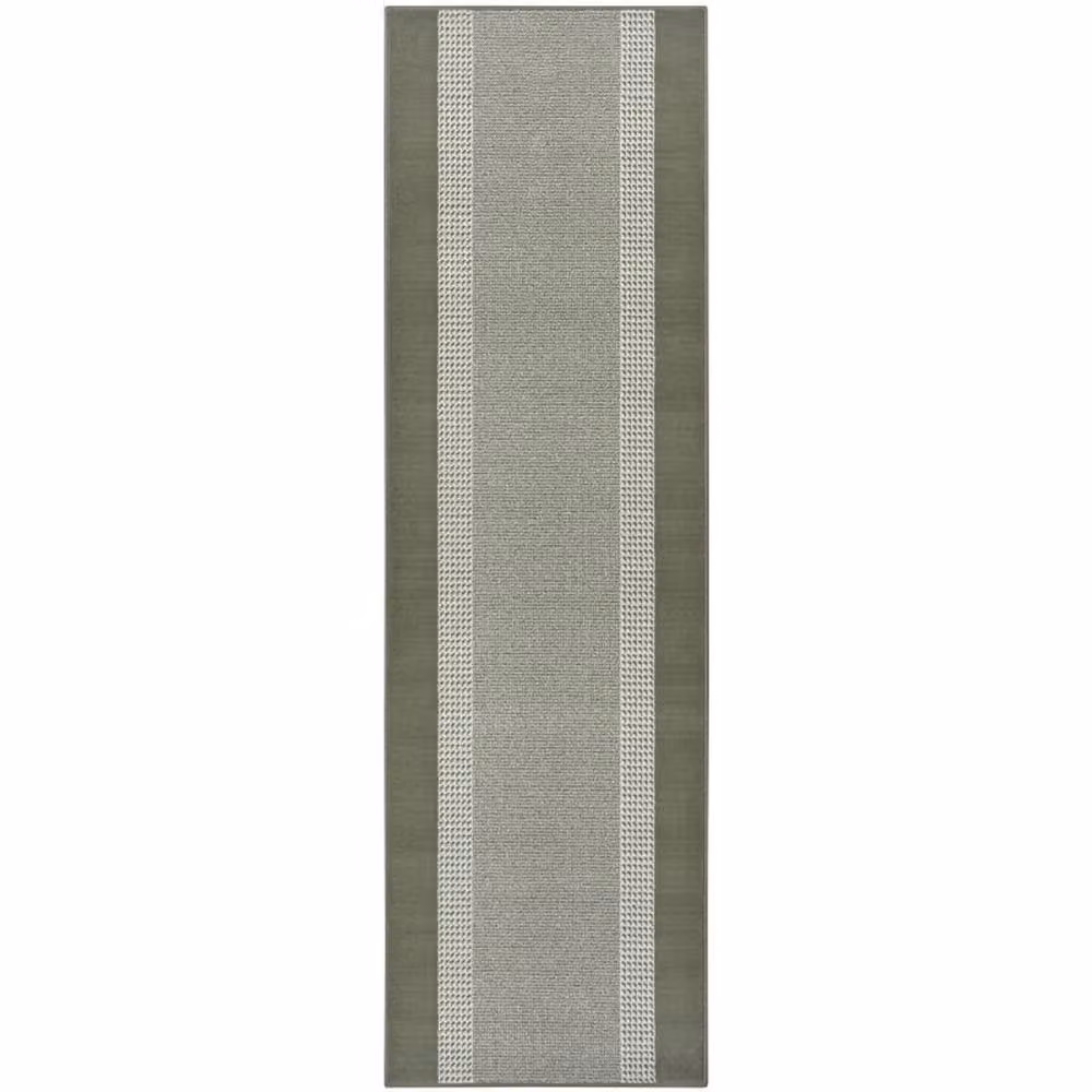 THE RUGS Designer Velours Band Green Polypropylene Rug, W: 160 cm, L: 230 cm – 2