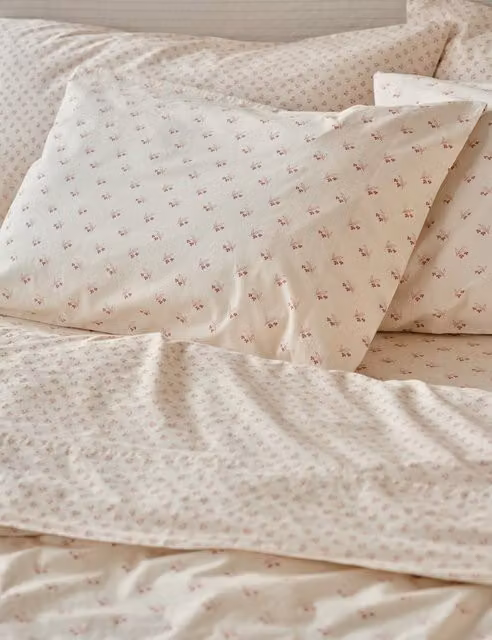 Piglet In Bed 2 Pack Martha Floral Washed Cotton Pillowcases in Pink Mix