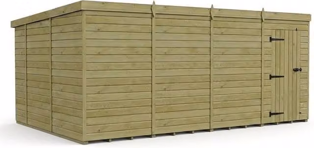 Buttercup Farm Brown Timber Pent Garden Shed with Single Door, W: 487.68 cm, D: 305.0 cm, H: 210.0 cm – 1