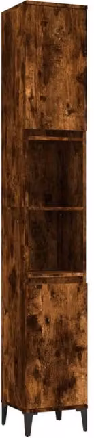 Berkfield Home Smoked Oak Bathroom Cabinet in Brown, W/D/H: 30 x 30 x 190 cm