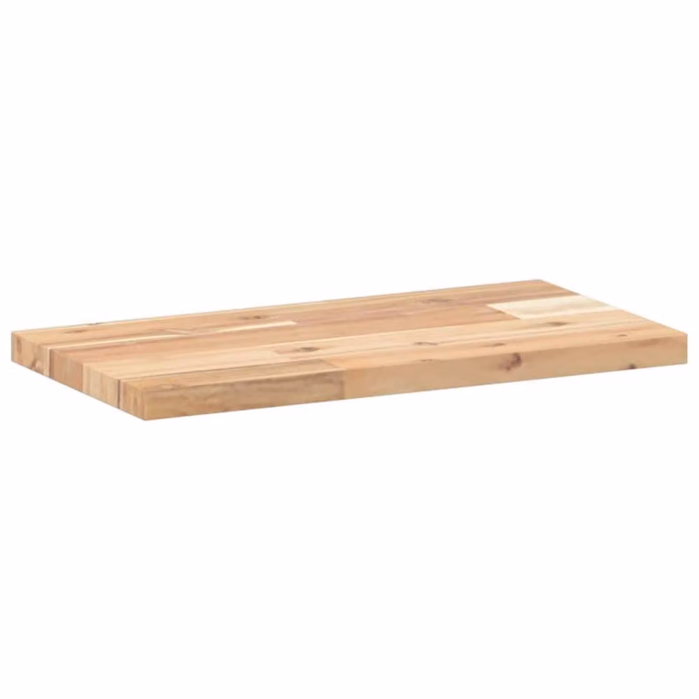 Berkfield Home Floating Wall Mounted Shelf in Brown Untreated Solid Acacia Wood, W/D/H: 60 x 20 x 2 cm – 2